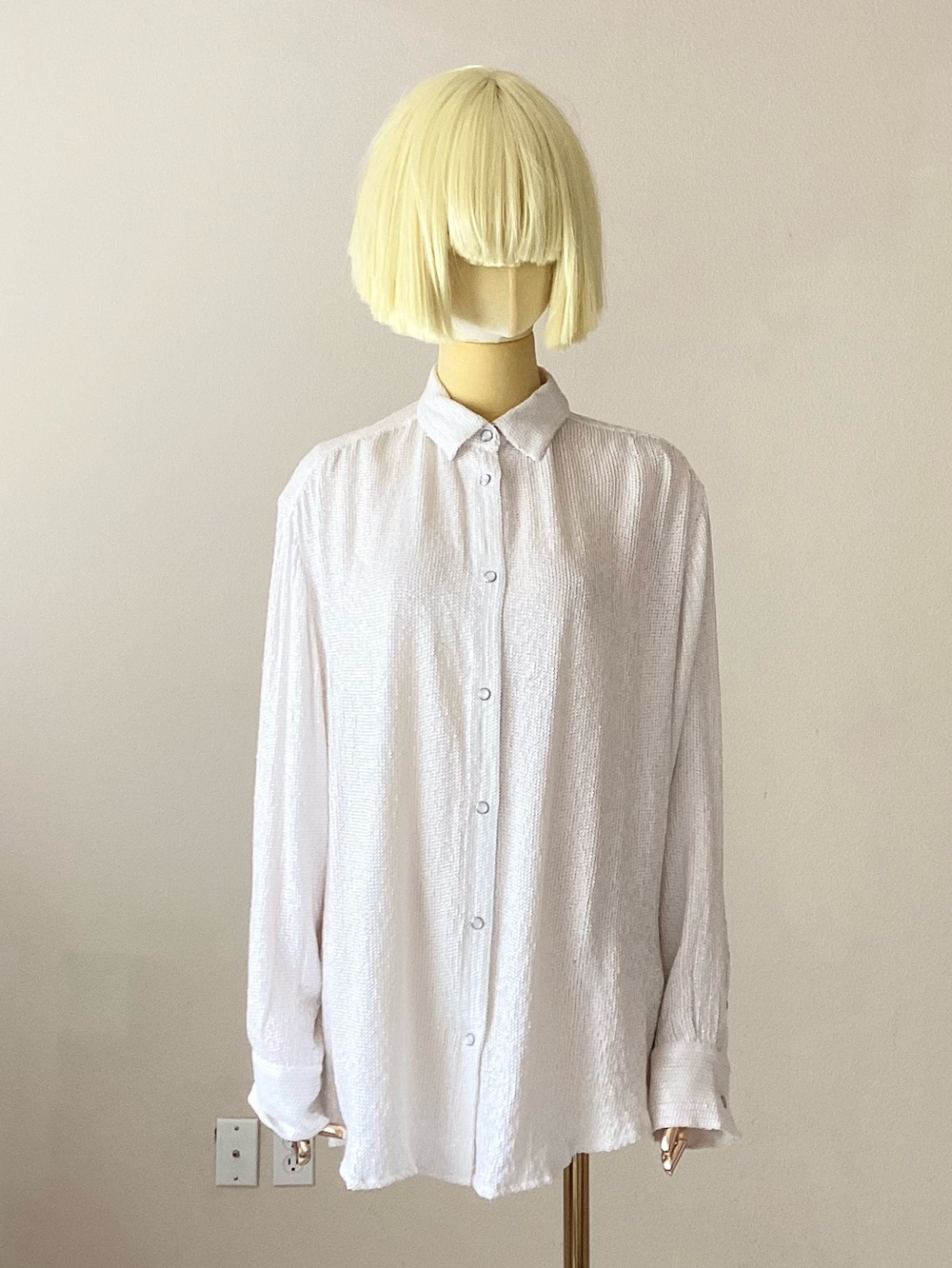 IRO White Textured Button-Down Shirt SZ 2/34